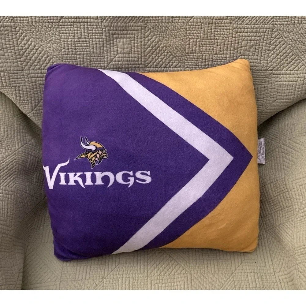 Minnesota Vikings NFL Plush Throw Pillow 14x14 Purple Gold Football Decor SOFT